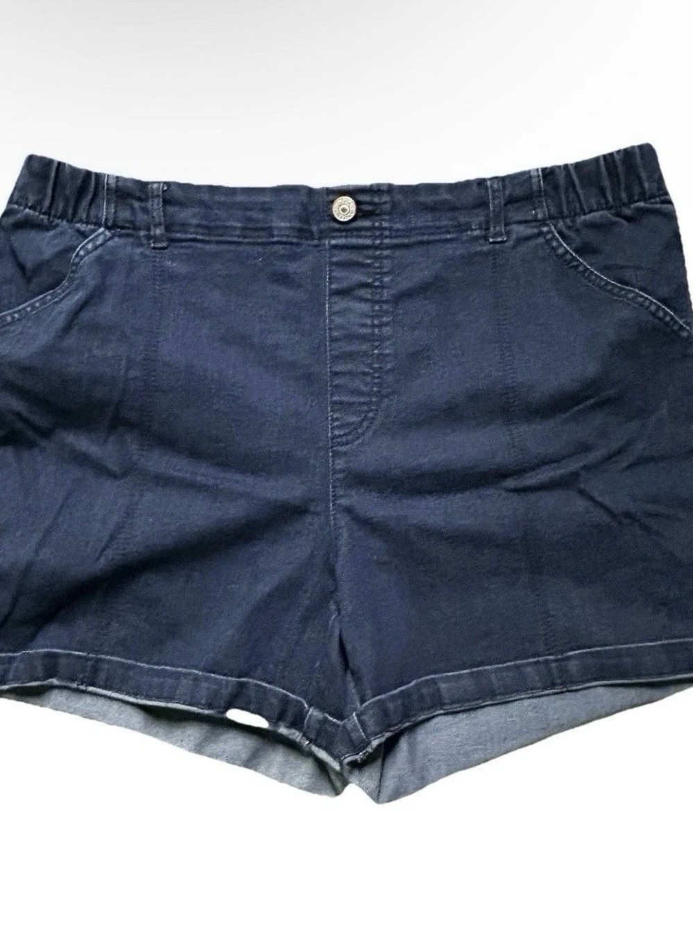 Womenβs Gloria Vanderbilt Dark Jean Shorts Elastic Waist Size 18